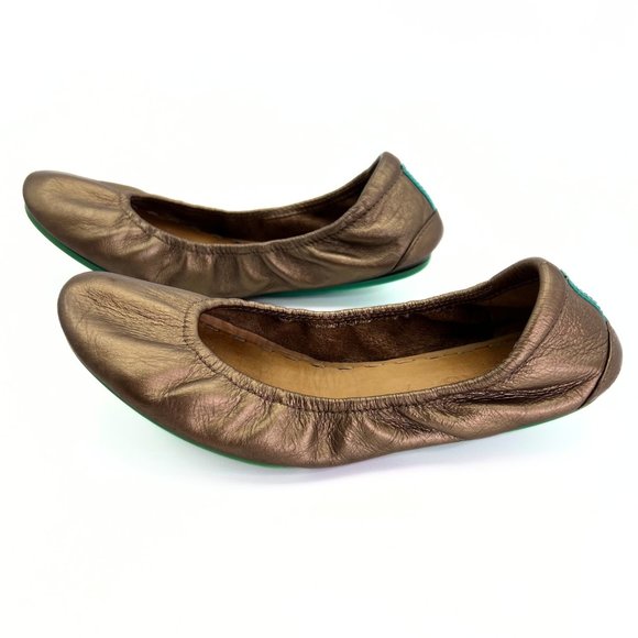 TIEKS Metallic Bronze & Turquoise Leather Foldable Ballet Flats Size 7 - Picture 6 of 16